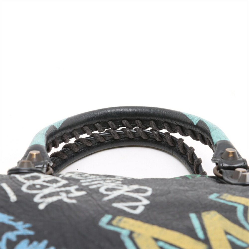 Balenciaga Graffiti City Leather Handbag Black Mirror - Picture 6 of 8